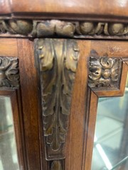 Antique Demilune French Louis XV Walnut Vitrine Display Cabinet