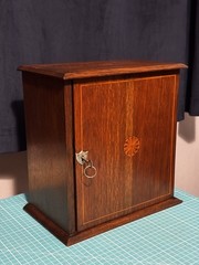 Antique Edwardian oak inlaid Wooden Smokers Cabinet Humidor – Lockable With Key
