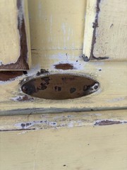 N. SNELLENBURG & CO. PHILADELPHIA ANTIQUE OAK PAINTED ICE BOX