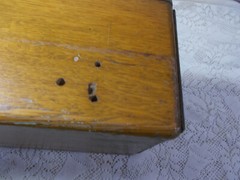 Vtg Antique Single Wood Oak Drawer Index File Cabinet 15″ long