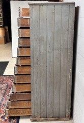 Antique Apothecary Cabinet, Storage Supply Cabinet, 12 Drawers Tall Painted Pine