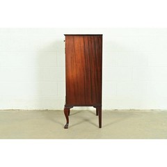 Antique Victorian Carved Inlaid Mahogany Music Cabinet, Circa 1900