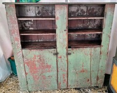 LARGE Antique Painted Farmhouse Cupboard Cabinet Farm House NICE PATINA Old