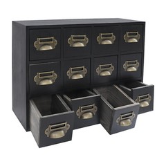 12 Drawers Vintage Tabletop Library Card Catalog Cabinet Storage Box NEW