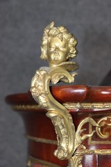 Signed J.Groschkus Abalone & Mother of Pearl Figural Bronze Bowed Glass Vitrine