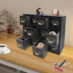 12 Drawers Vintage Tabletop Library Card Catalog Cabinet Storage Box NEW