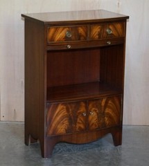 Pair of Shaws London Bow Fronted Side Bookcase Tables + Butlers Serving Trays