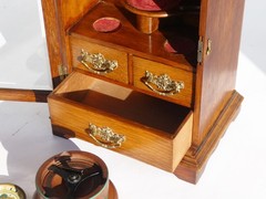 Edwardian Antique Oak Smokers Cabinet, Small Humidor Cabinet with Brass Details