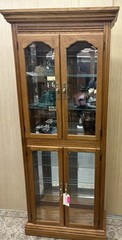 63691 Oak Curio China Cabinet With Light