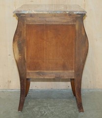 FINE PAIR OF ANTIQUE 1880 ITALIAN MARBLE TOP BOMBE NIGHTSTAND SIDE TABLE CHEST