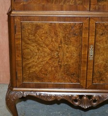 SUBLIME ART DECO DRINKS CABINET WITH EXQUISITE BURR WALNUT PANELS CABRIOLE LEGS