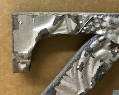 Decorative Salvaged Tin Ceiling 8″ Patchwork Shabby Silver Letter Z Old 205-26B