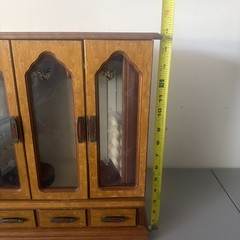 Vintage Large Wood And Glass Door Jewelry Cabinet