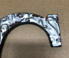 Decorative Salvaged Tin Ceiling 8″ Patchwork Silver Letter C Metal Old 614-26B