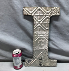 Decorative Salvage Tin Ceiling 16″ Patchwork Silver Metal VTG Letter I 219-25B