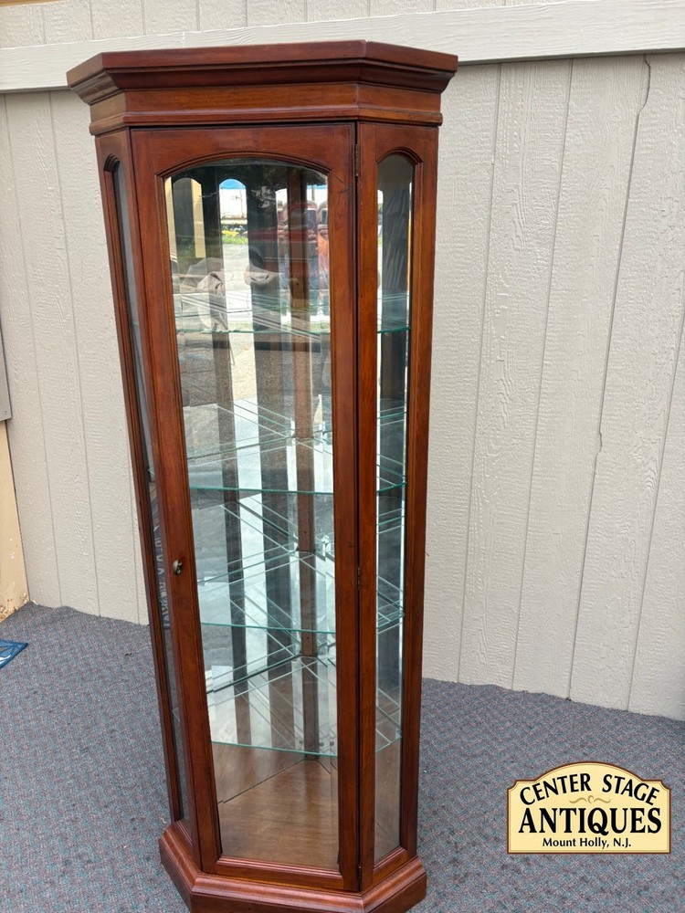 67909 American of Martinsville Corner Curio Cabinet w/ Glass Shelves + Lighting