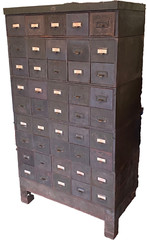 Vintage 45 Drawer Industrial Army Green Metal Stacking Library Card Catalog