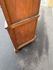 67475 Vintage Bow Front Mahogany Corner Curio Cabinet with Glass Doors