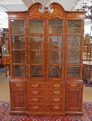 Henredon Aston Court Burl Wood Beveled Glass Bookcase China Cabinet Breakfront