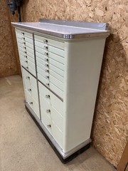 Antique Dental Cabinet Industrial Medical Apothecary Dresser 22 Drawer