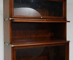 Full Wall Barrister stacking bookcase unit showcase Mahogany wood with glass