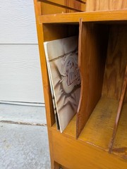 Vintage Art Deco Rustic Wood Mid Century Modern LP Vinyl Record File Cabinet C9