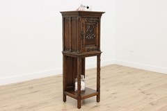 Gothic Carved Antique Oak Bar Hall Bath Cabinet Colby #56594