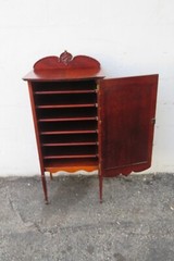 Late 1800s Victorian Carved Storage Music Record Cabinet 5962