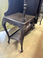 Antique English Victorian Ebony Etagere Display Curio Cabinet
