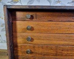 Large Vintage Collector Cabinet Table Top Drawers Engineer Watchmaker Tool Chest