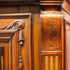 Renaissance Revival Ebonized Walnut Paneled Credenza With Marquetry & Inlay