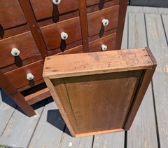 Antique 10 Drawer Apothecary Hardware Cabinet Solid Cherry Wood 1882