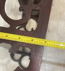 Antique Edwardian Mahogany Carved Fretwork Wall Plate Shelf Rack Display Grooves