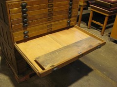 Vintage Dietzgen wood 20 drawer flat file map cabinet 45.5″ x 34.5″ x 61″ high