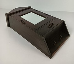 dark tapped wooden medicine apothecary pharmacy shaving cabinet beveled glass mi
