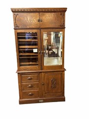 Antique Oak Physicians Medical / Dental Cabinet By W. D. Allison Co.