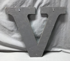 Decorative Salvage Tin Ceiling 16″ Patchwork Silver Metal VTG Letter V 215-25B
