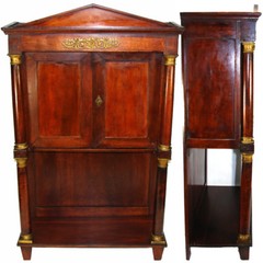 Rare Antique French Napoleon Era 33.5″ Table Cabinet, Empire Style & Bronze
