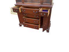 66021 Antique Solid Mahogany Breakfront China Cabinet