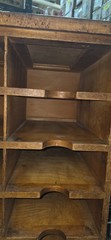 Vintage Antique Oak Apothecary Mail Station Storage Cabinet 78X18.5X44″