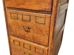 Antique Arts & Crafts Tiger Oak Four Drawer Office File Cabinet – Brass Hardware