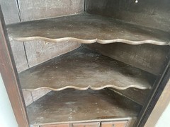 Antique Hanging Corner Cupboard cabinet Carved Flemish Oak with drawers