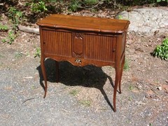 Antique Solid Oak French Louis XV Style Tambour Cabinet Table Server Cupboard