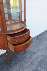 French Early 1900s Carved Inlaid Vitrine Display Curio Cabinet Cupboard 5667