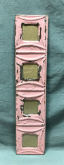 VTG 5×23 Multi Quad 3″ Photo Tin Ceiling Metal Picture Pink Frame Old 1839-25B