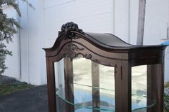 French Early 1900s Tall Heavy Carved China Closet Display Cabinet Cupboard 3538