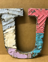Decorative Salvaged Tin Ceiling 8″ Patchwork Mix Color Letter U Metal 165-26B