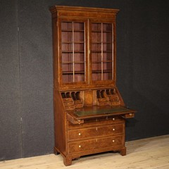 Georgian style double-body trumeau wood 20th century bureau desk bookcase