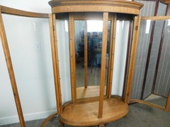 Rare 2 Door Antique Quartersawn Oak Bow Curve Glass China Cabinet Lion Feet