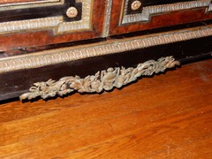 ANTIQUE FRENCH NAPOLEON III INLAID AND BURL ORMOLU MARBLE TOP SIDEBOARD CA. 1860